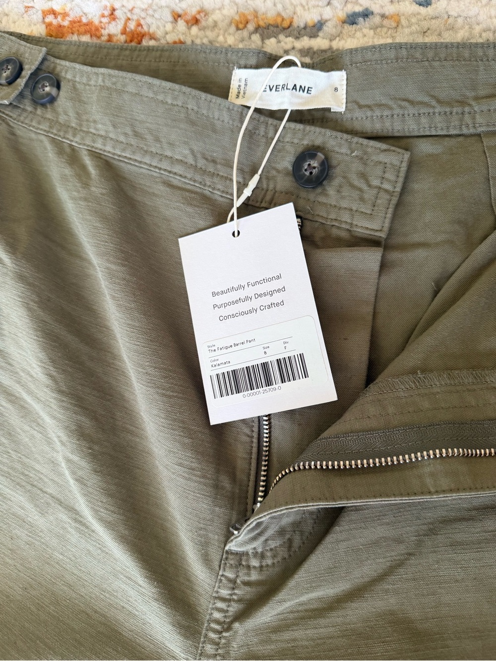 NWT Everlane The Fatigue Barrel Pant, Kalamata, Size 8, 94% Organic and 6% Linen - Picture 9 of 10